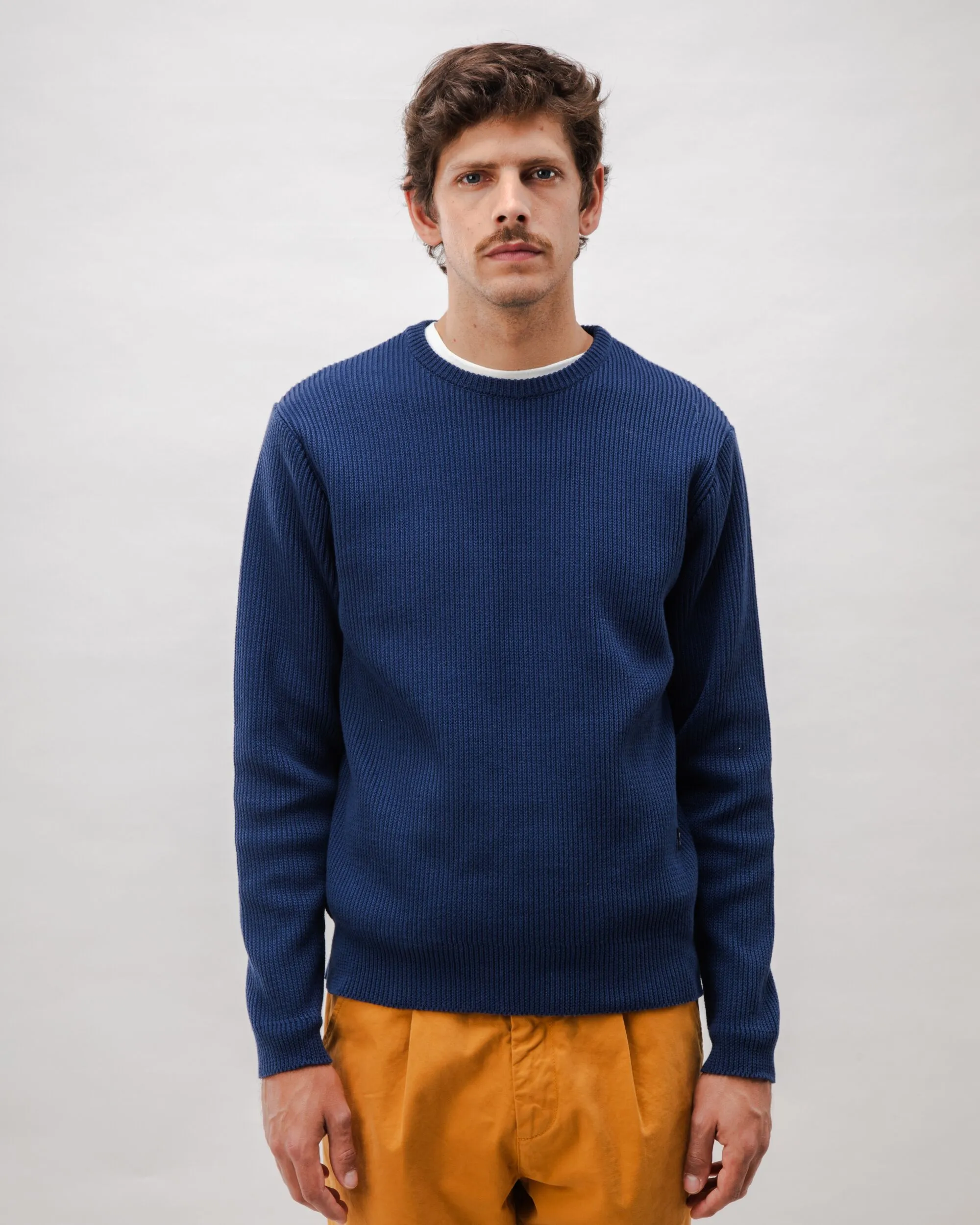 Structured Cotton Sweater Navy