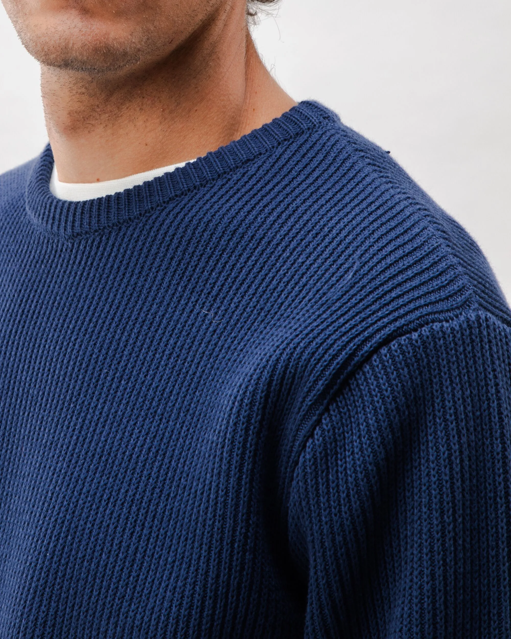 Structured Cotton Sweater Navy