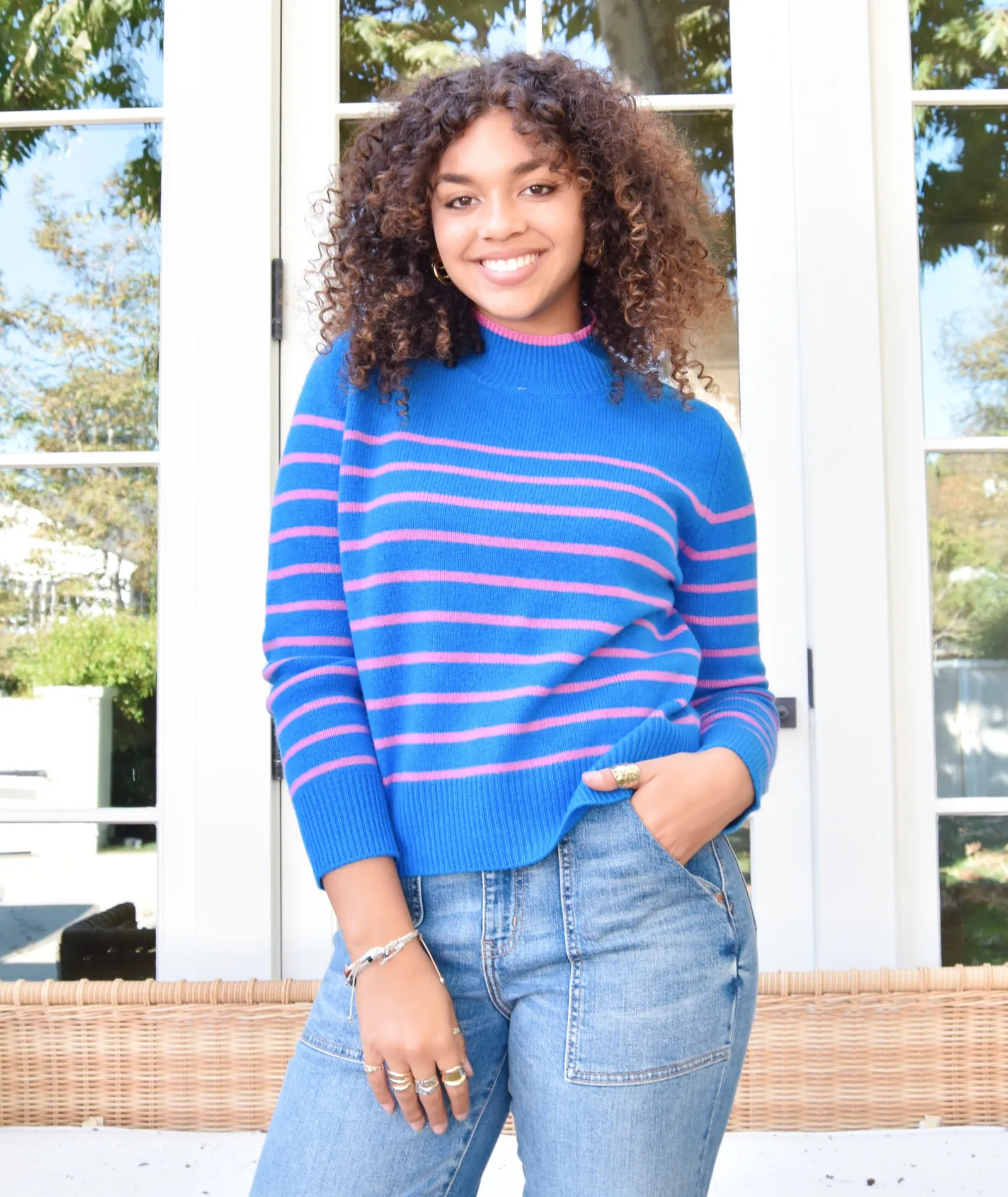 Tami Blue Striped Sweater Women