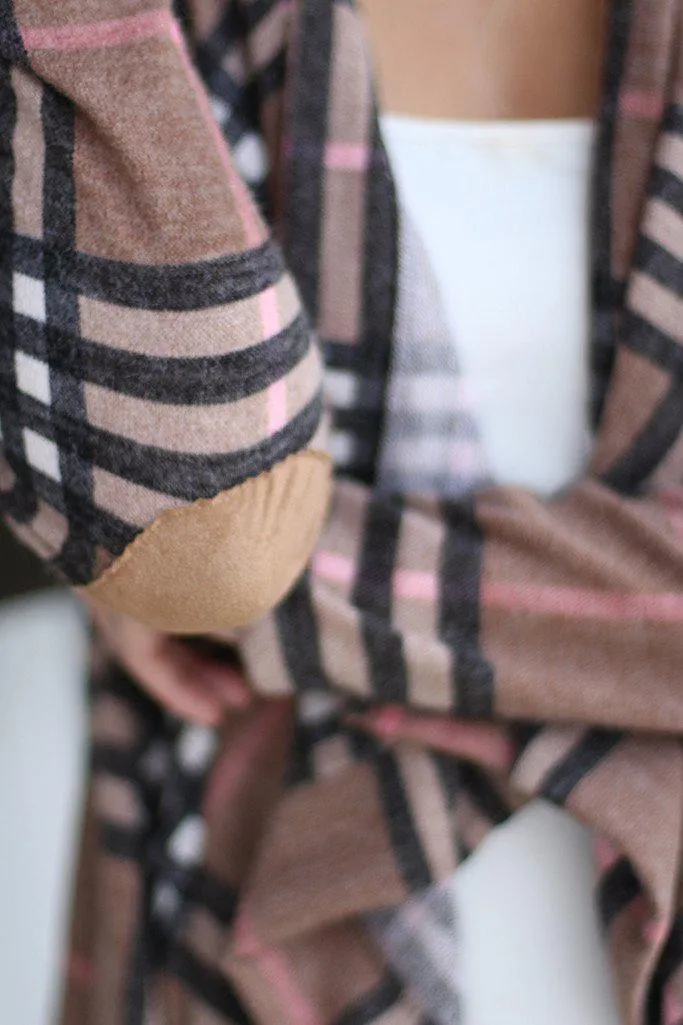 Taupe Plaid Cardigan