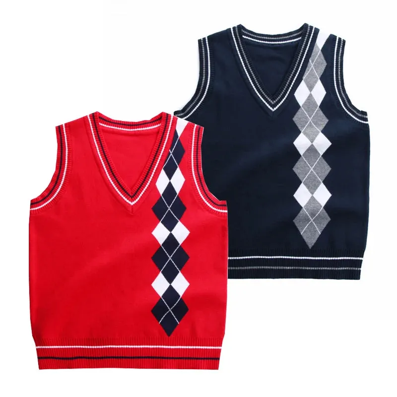 Teenager Boys Sweater Vests Kids School Uniform Children Winter Clothes Kids Pullover