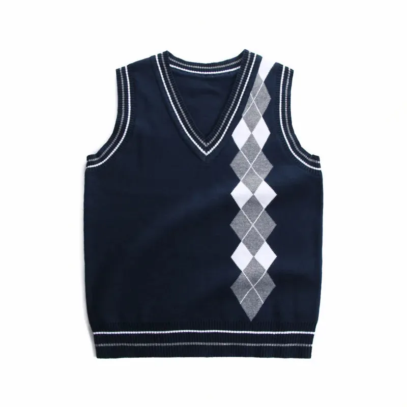 Teenager Boys Sweater Vests Kids School Uniform Children Winter Clothes Kids Pullover