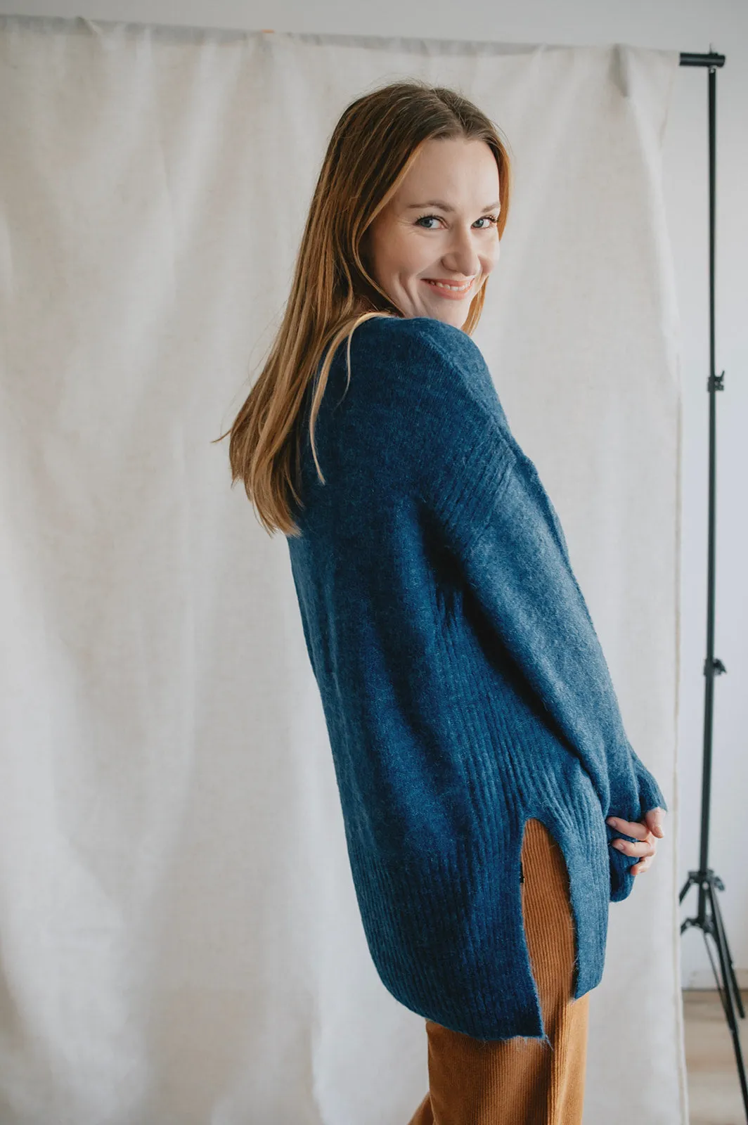 The Kamara Long Sweater - Marine Blue