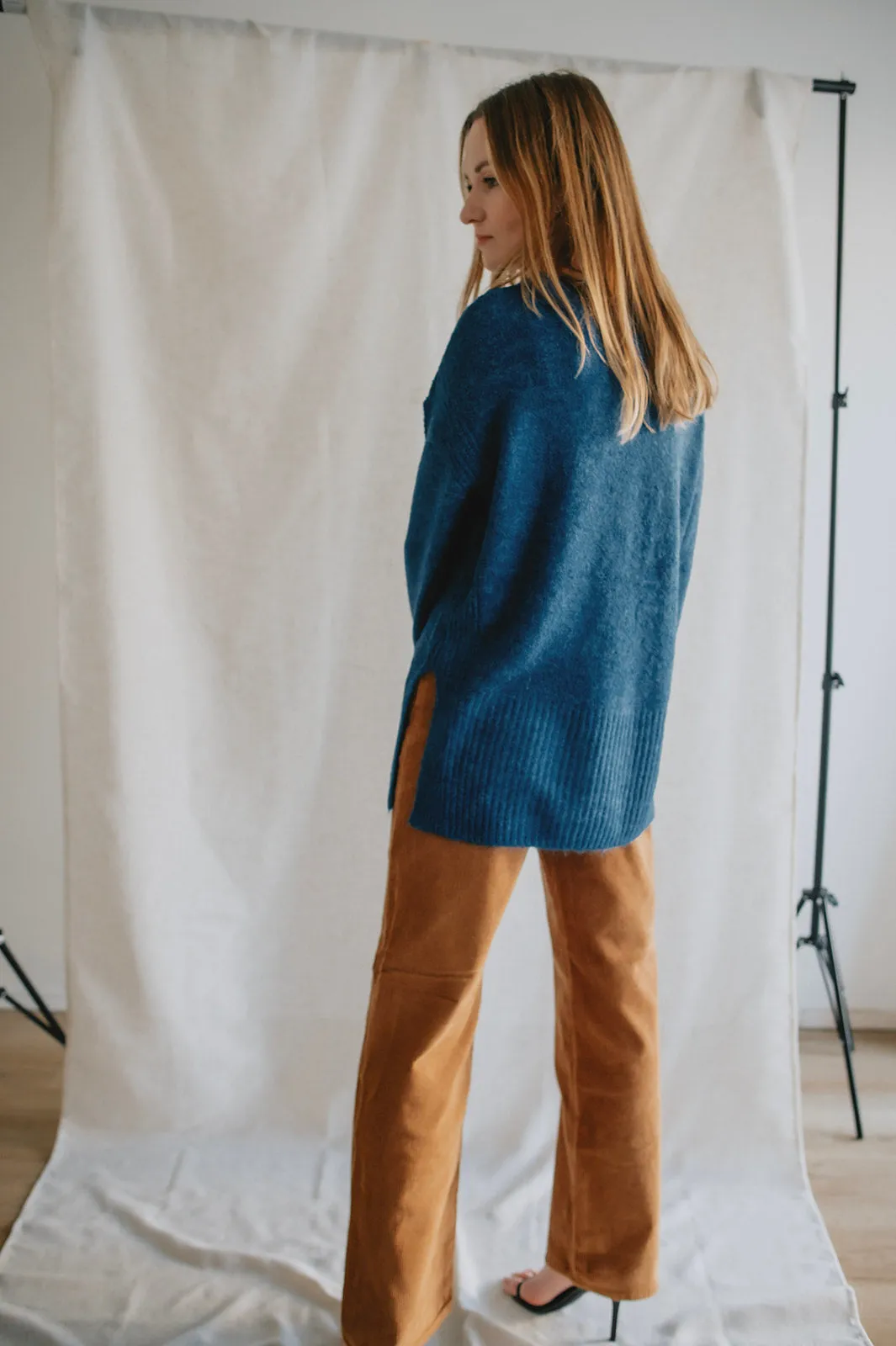 The Kamara Long Sweater - Marine Blue