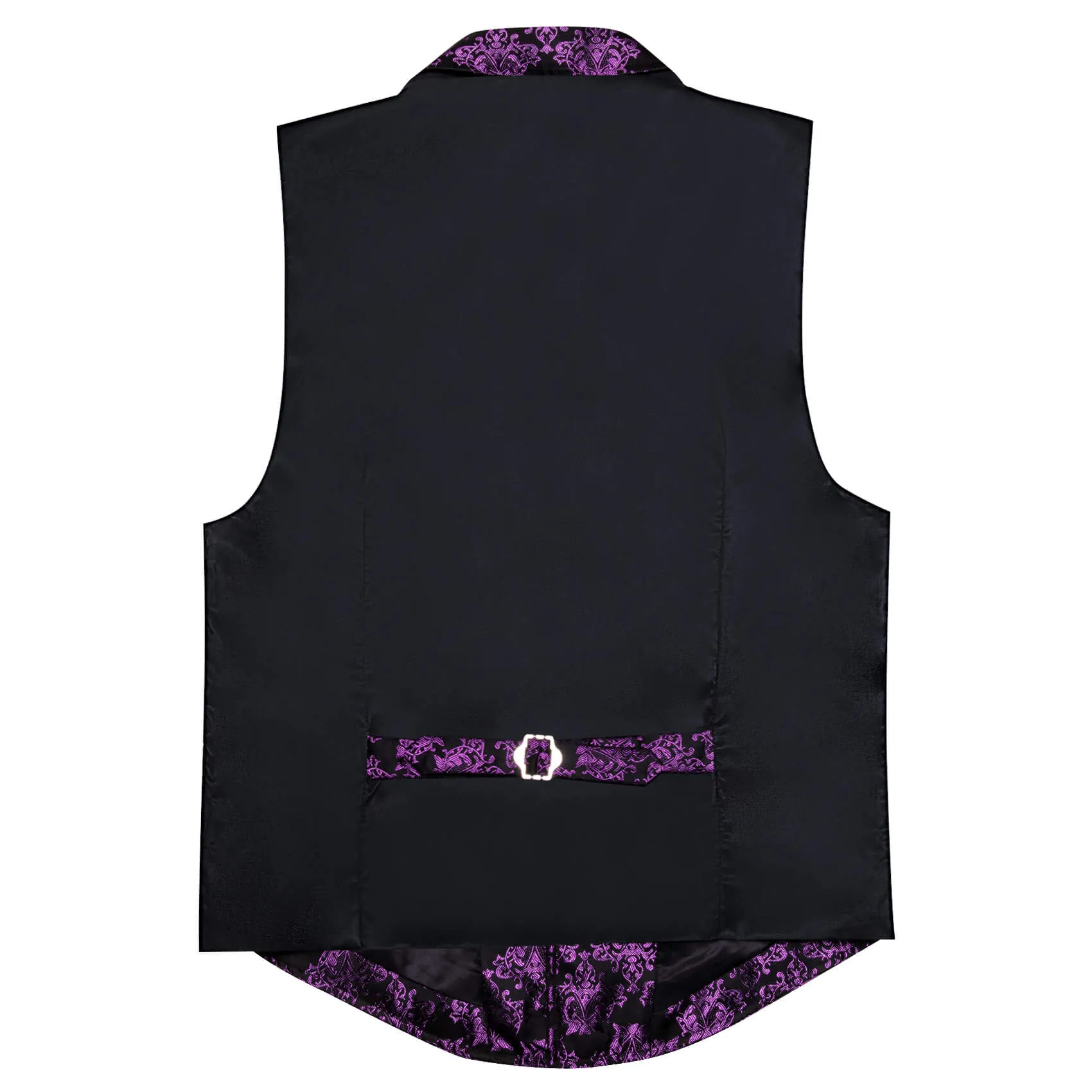 Ties2you Men's Vest Dark Purple Jacquard Black Floral Silk Waistcoat Suit Vest