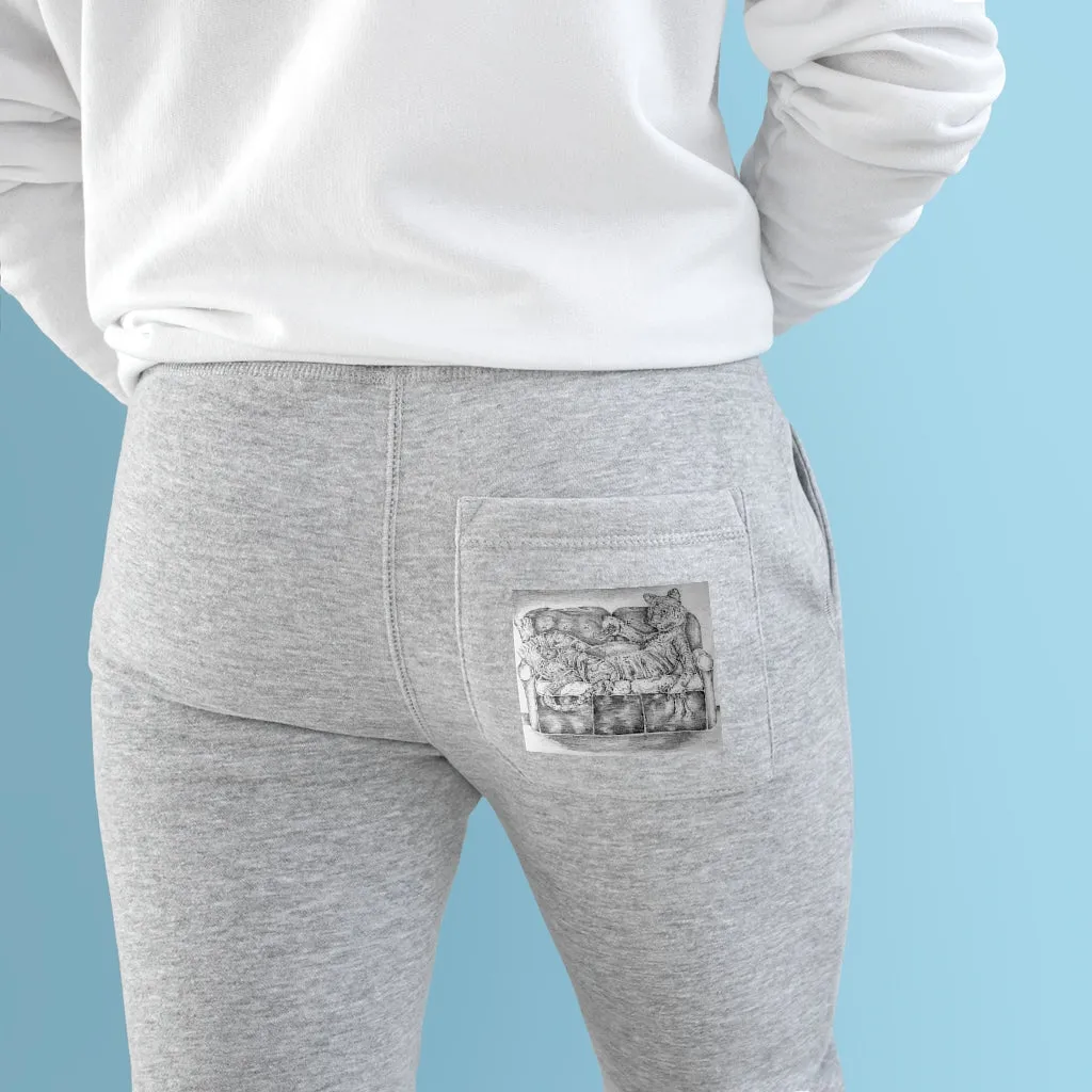 Tiger on a Couch Premium Fleece Joggers