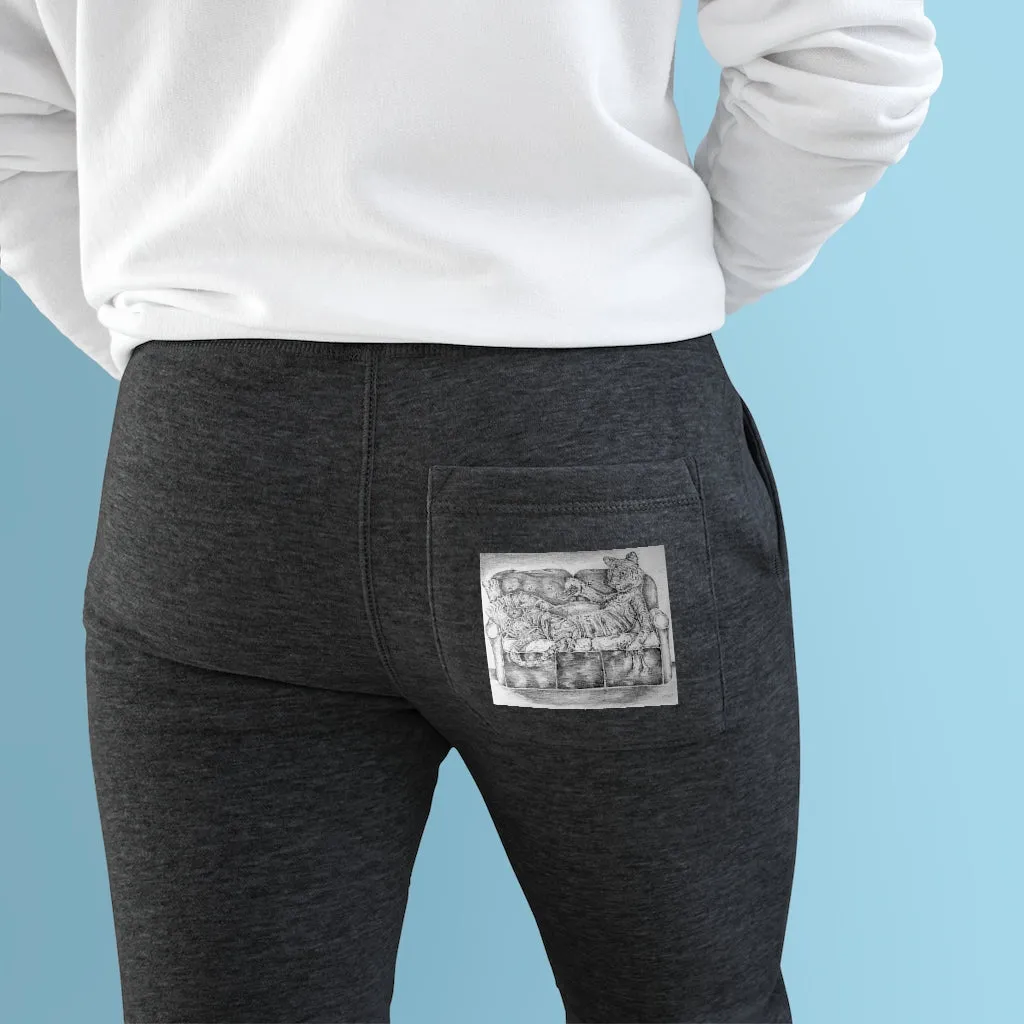 Tiger on a Couch Premium Fleece Joggers