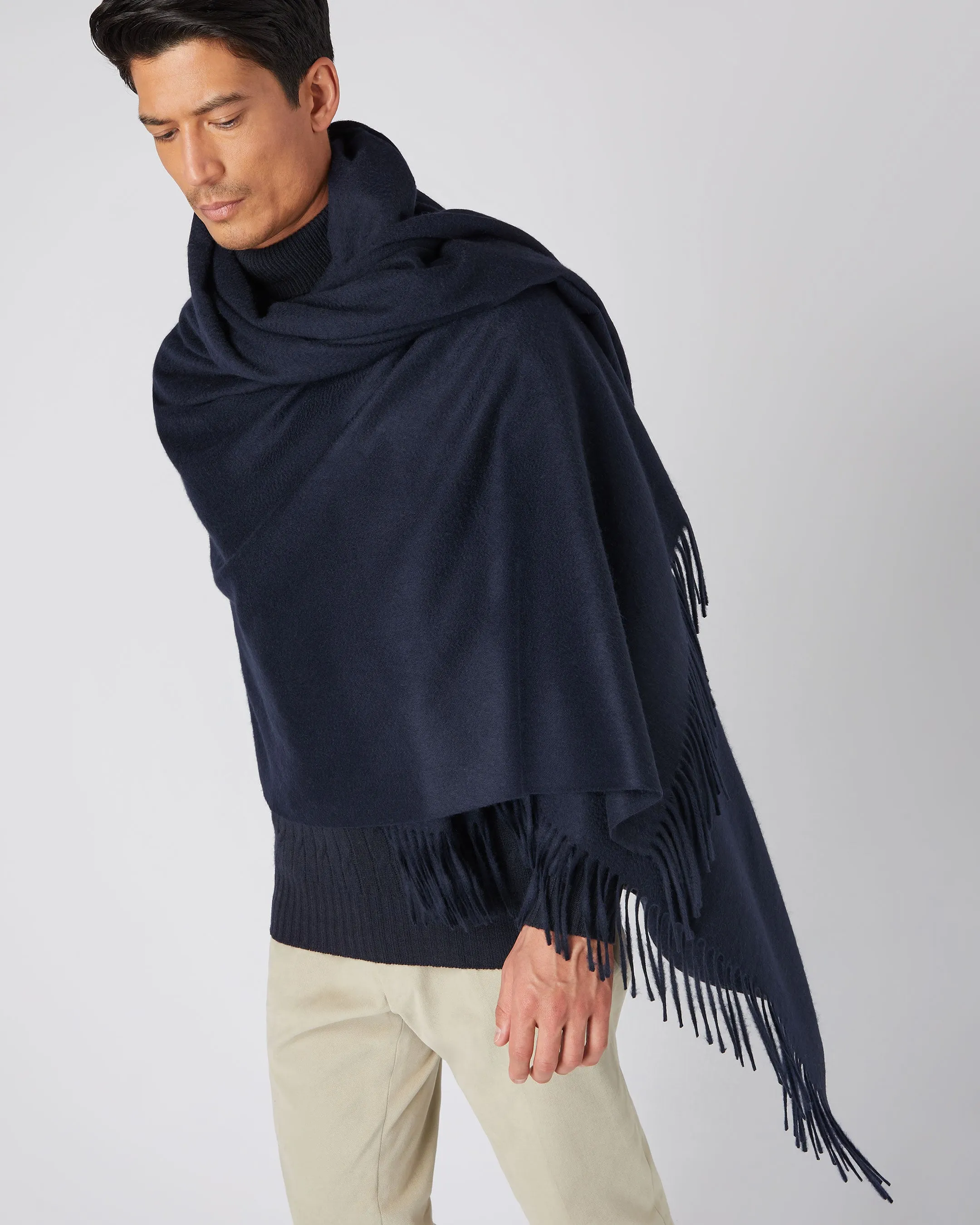 Unisex Woven Cashmere Blanket Navy Blue