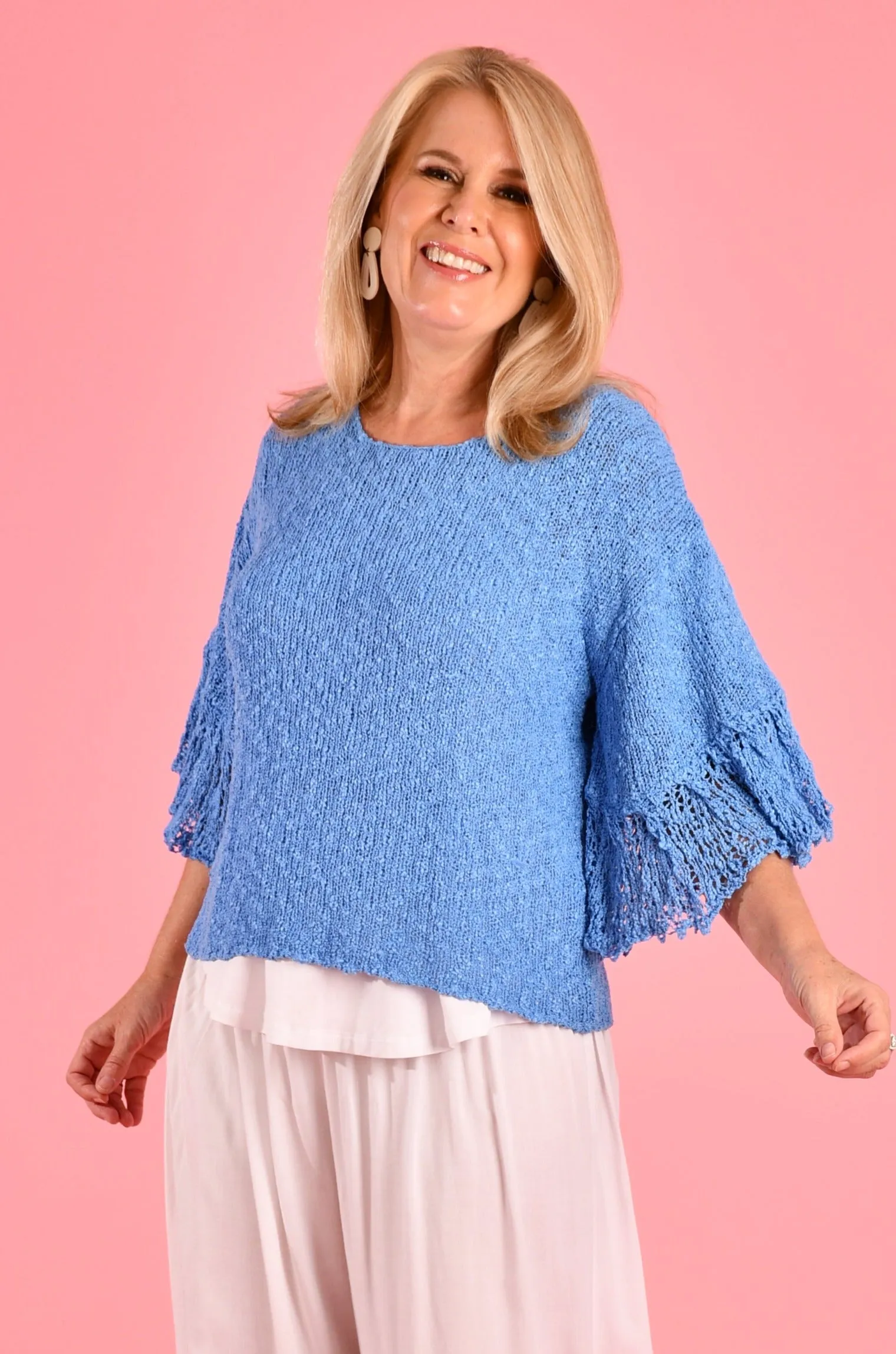 VBLJ070 - GRACIE KNIT TOP - POWDER BLUE