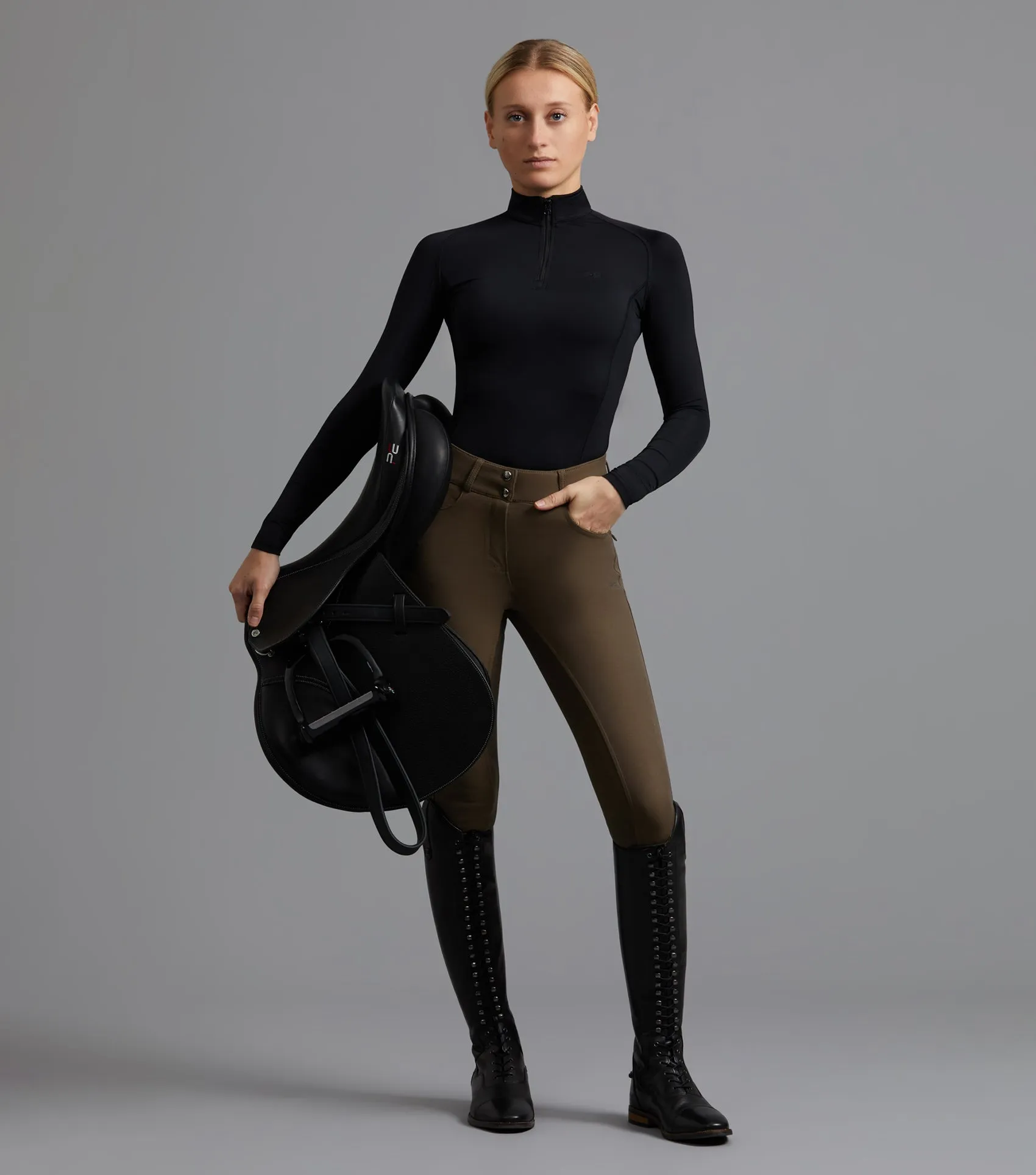 Virtue Ladies Full Seat Gel Riding Breeches Dark Olive