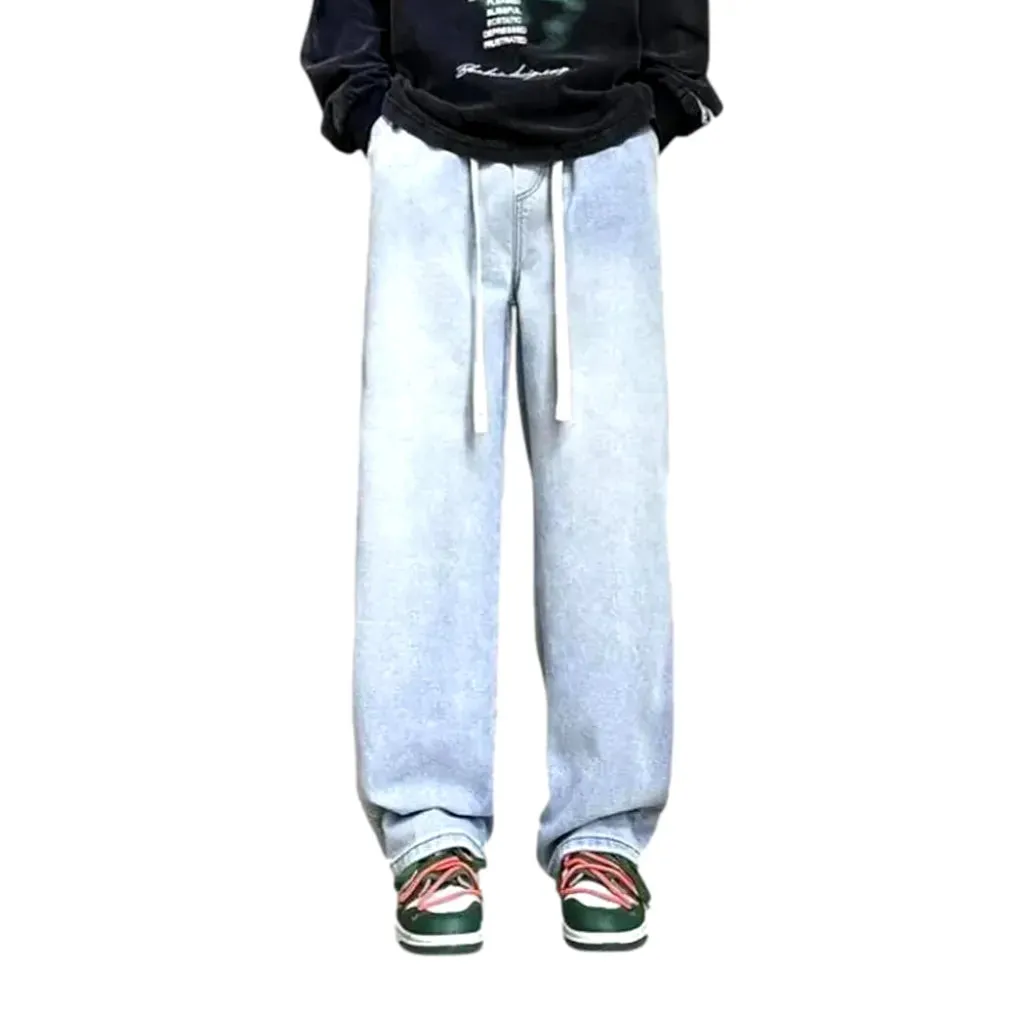 Washed out style slouchy fit men's jean joggers