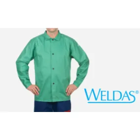 Weldas 33-6630L 9oz Green Welding Jacket 30" Cotton FR Large