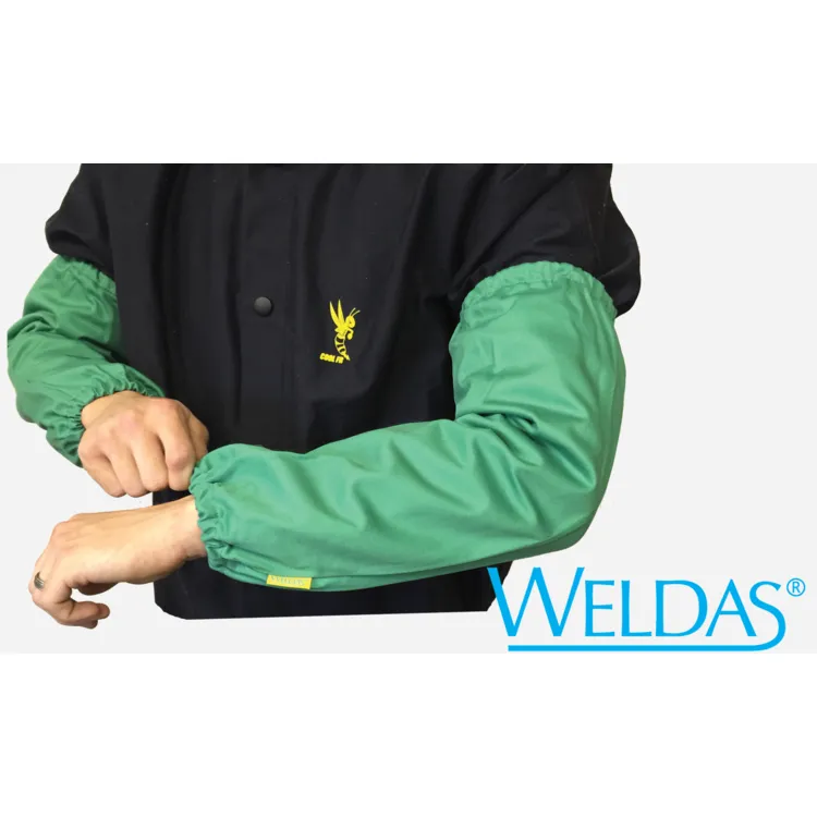 Weldas 33-7318 9oz Green FR Welding Sleeves 18" Long Elastic Cuffs Pair