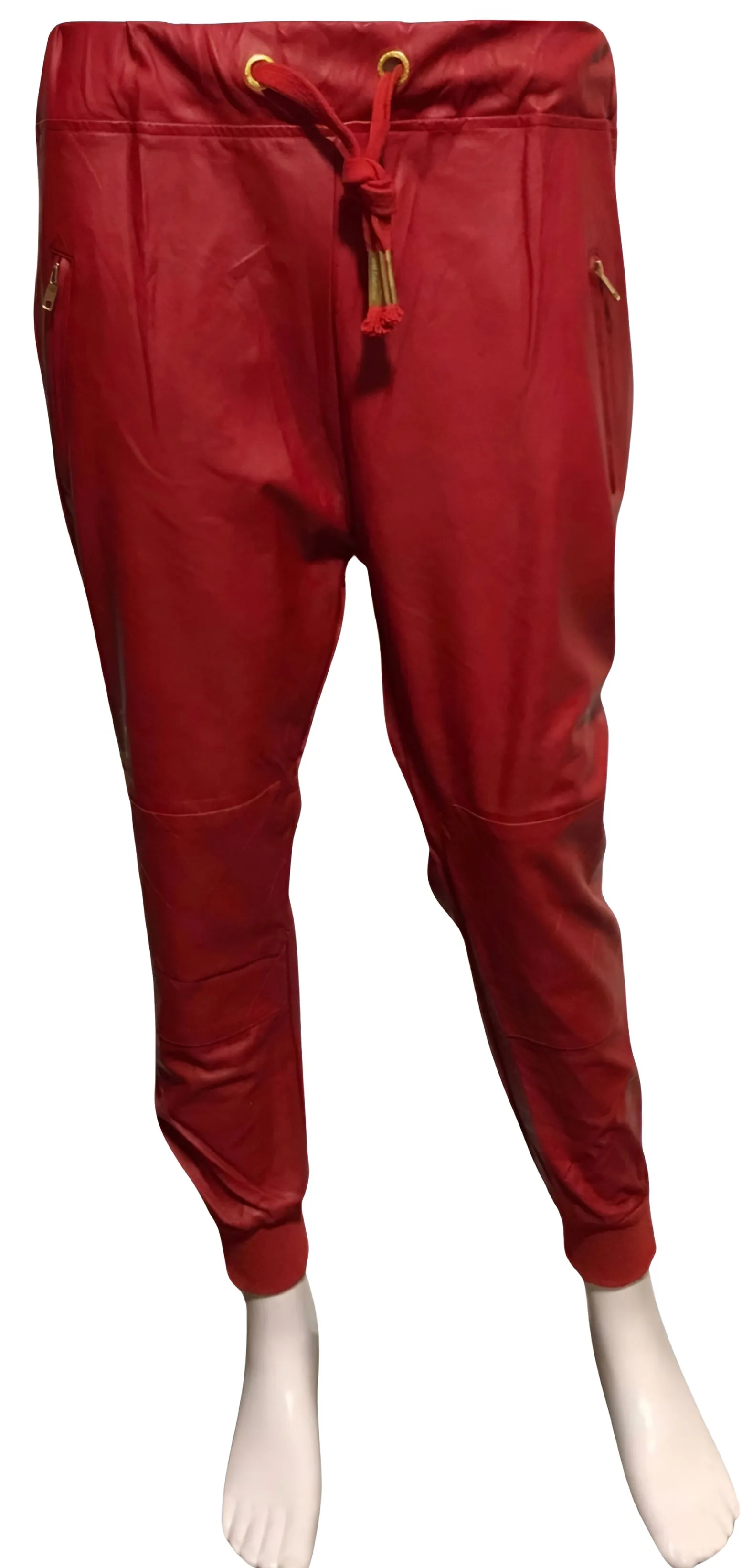 ^WELL ESTABLISHED^ (RED PLEATHER) JOGGER PANTS