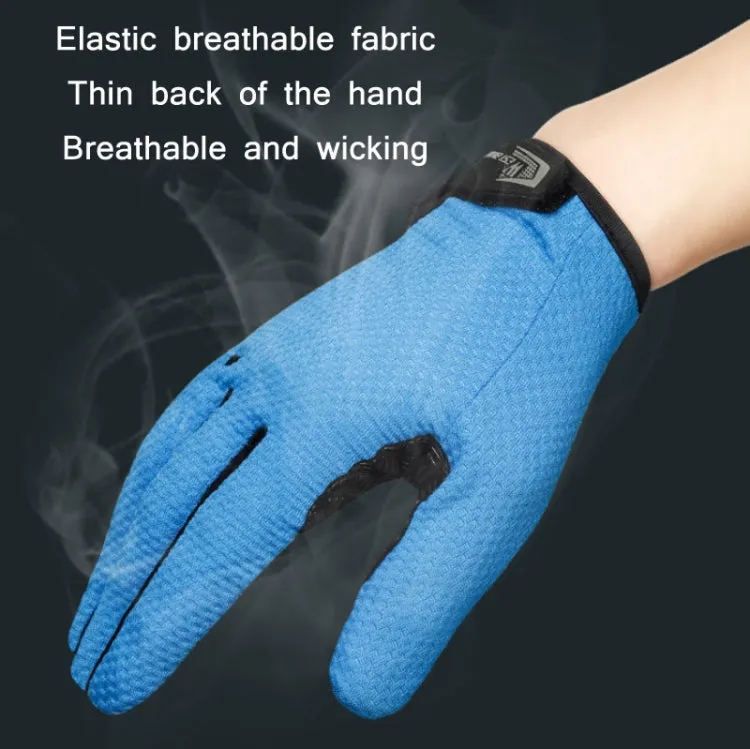 WEST BIKING YP0211223 Full-Finger Gloves For Cycling Shock Absorption Non-Slip Touch Screen Gloves, Size: L(Blue)