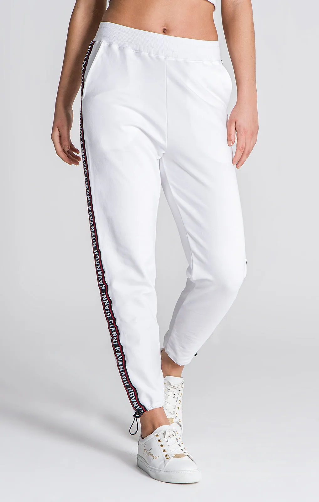 White Attitude Ribbon Joggers