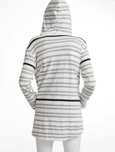 White  Warren - Hooded Throw On Grey Stripe