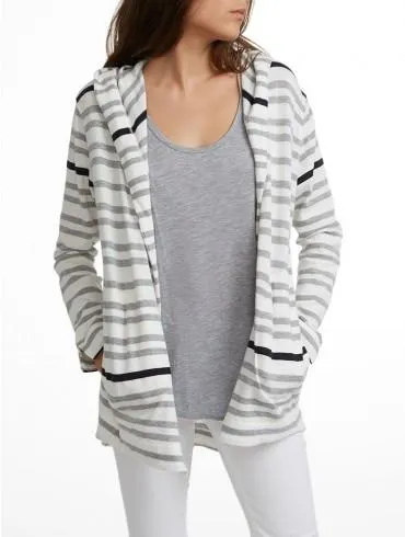 White  Warren - Hooded Throw On Grey Stripe