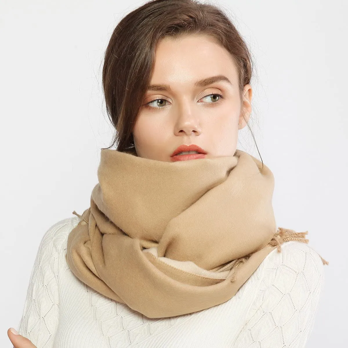 Winter Cashmere Wool Scarf Pashmina Shawl Wrap for Women