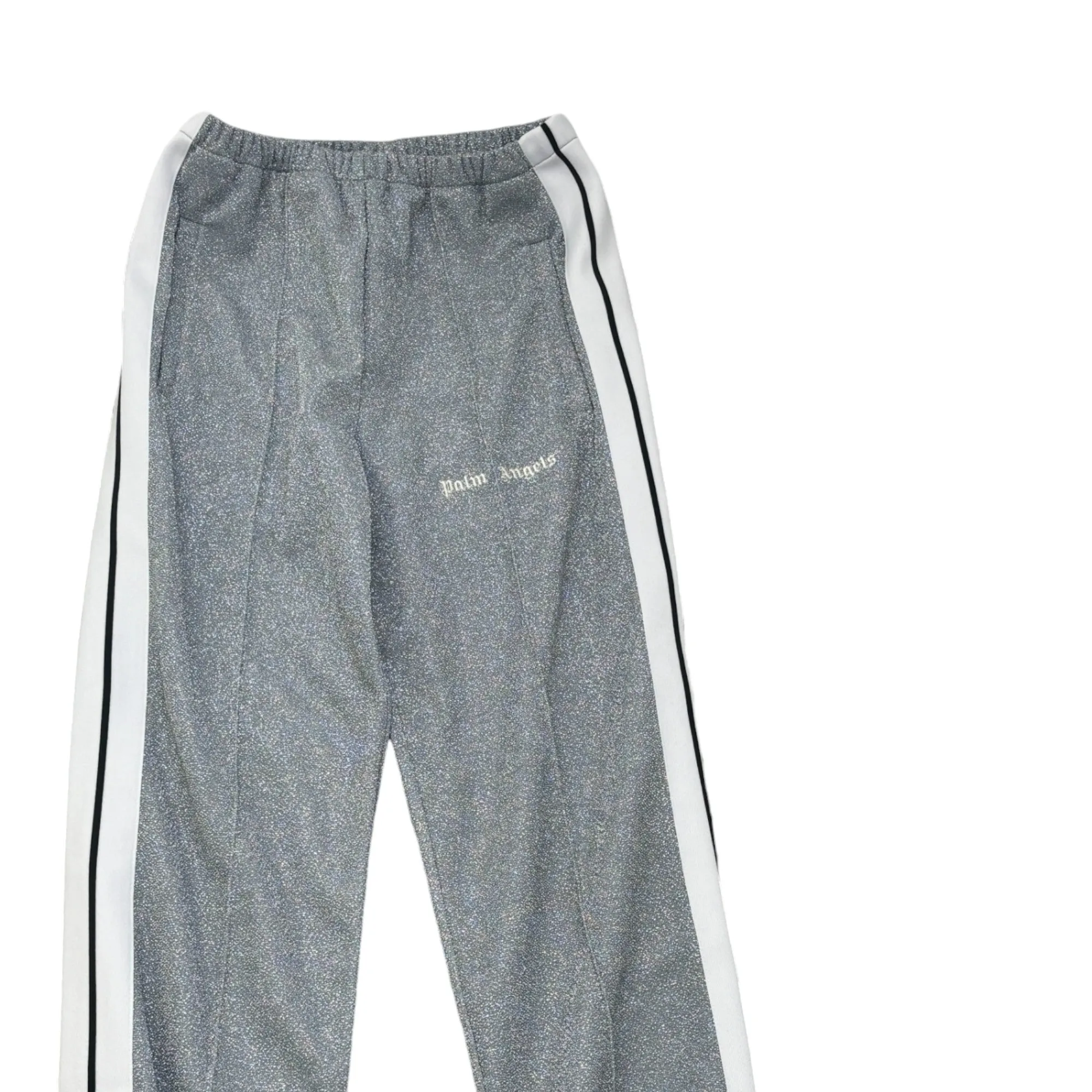 Women's Glitter Track Logo Joggers Silver Size XS