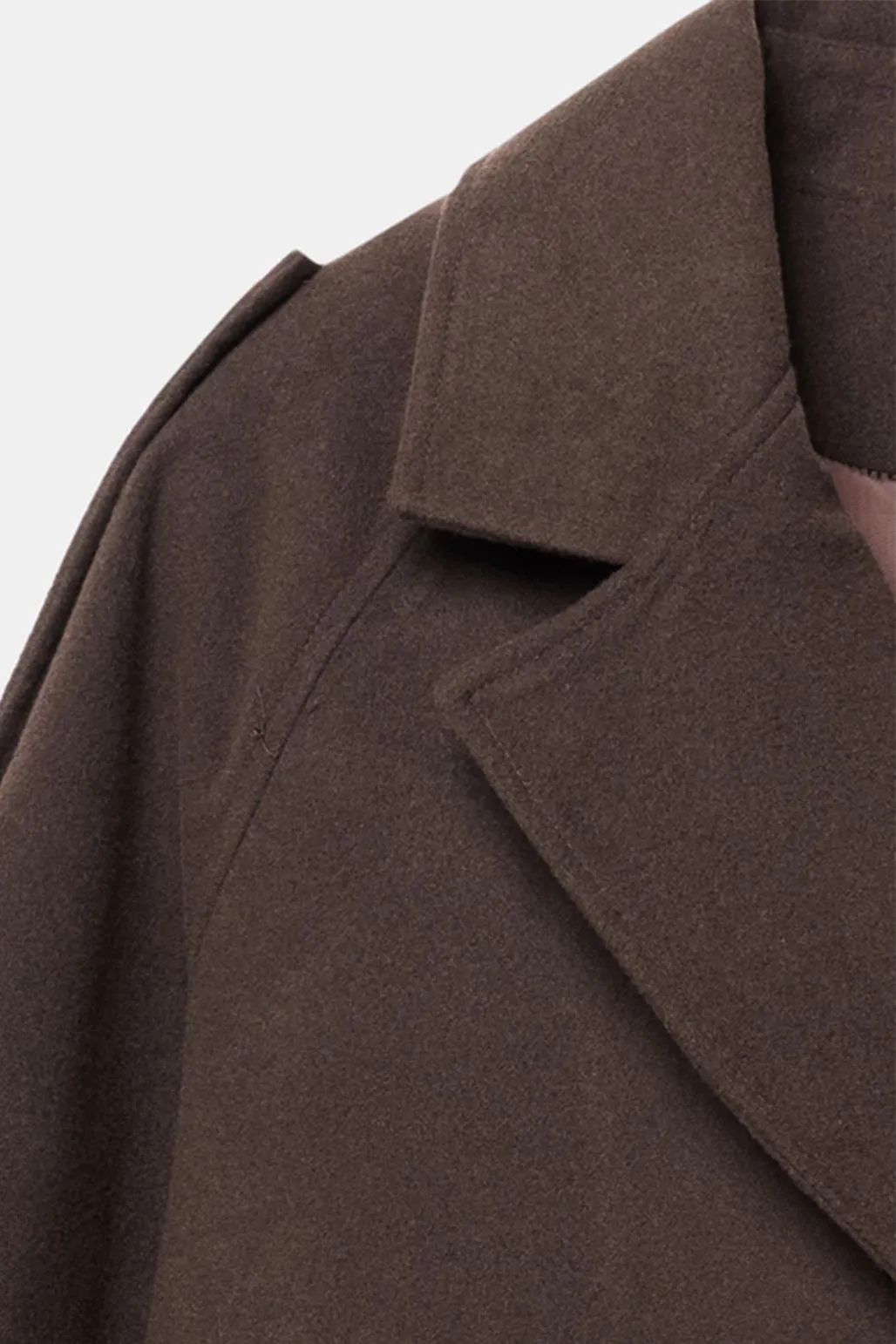 Wool Blend Long Coat Brown