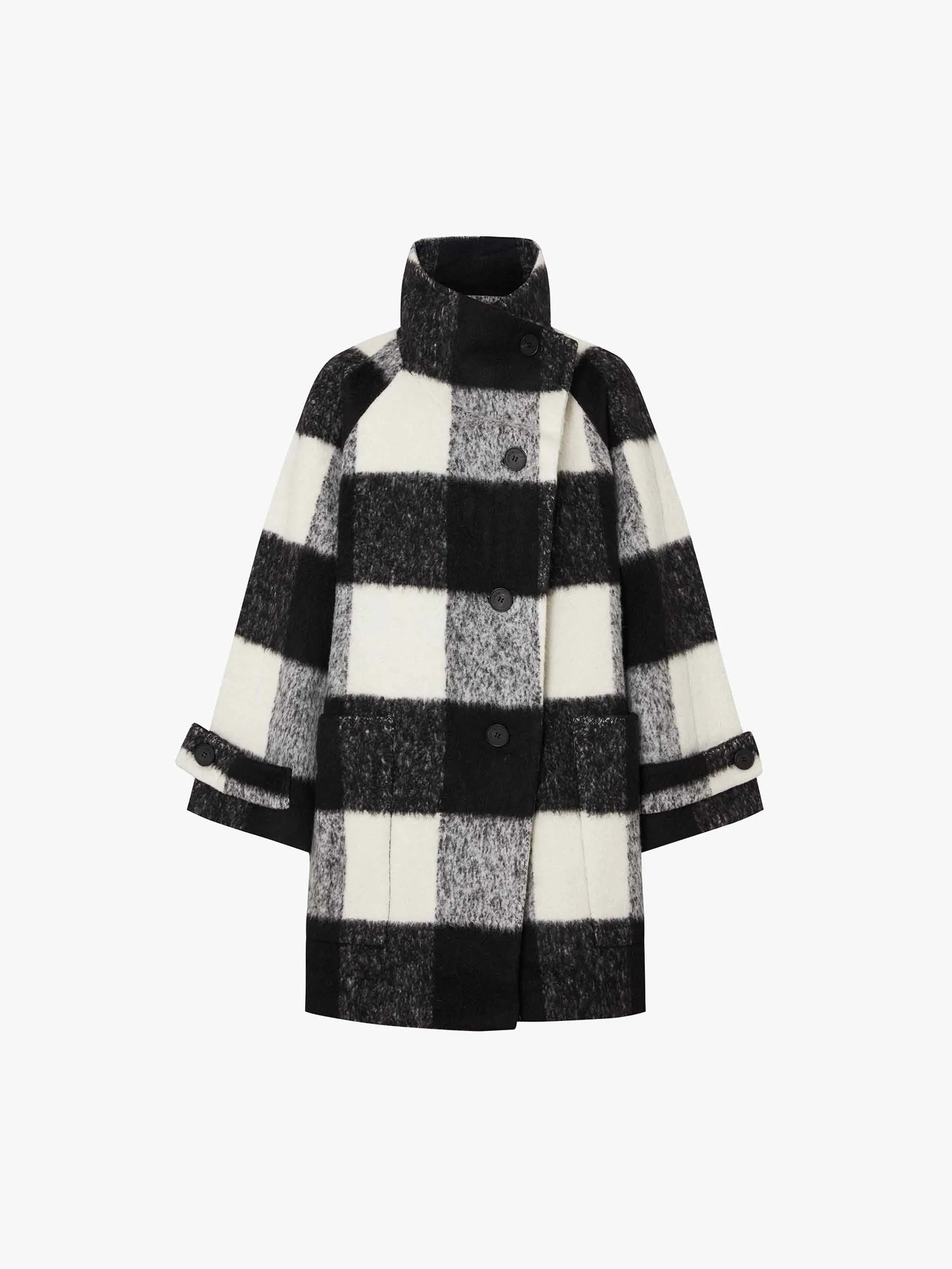 Wool Blend Plaid Coat