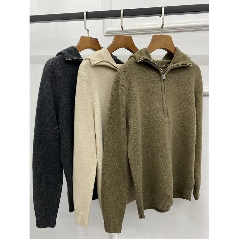 Woolen Cozy Casual Solid Comfortable Warm Long Sleeve Autumnal Stylish Sweater