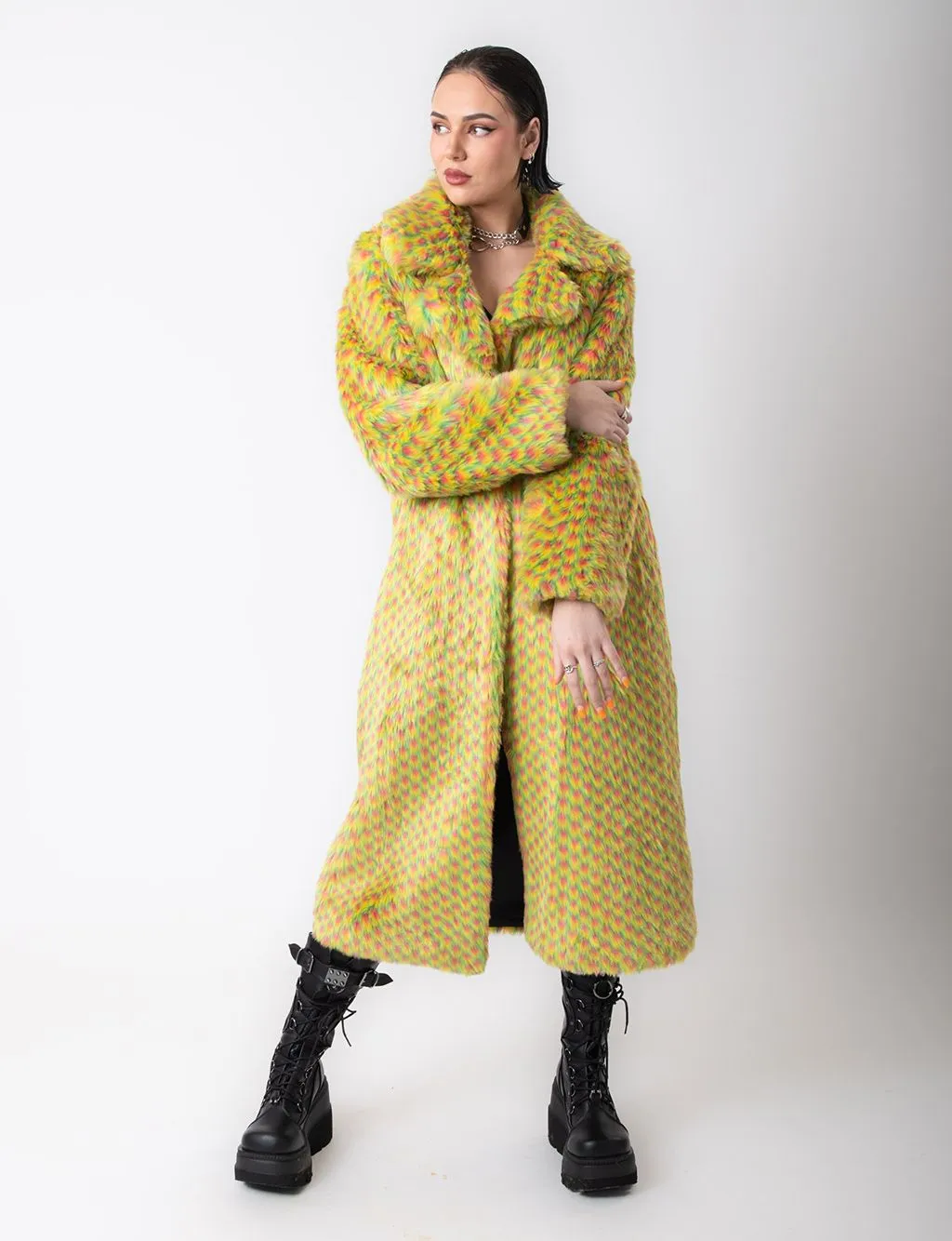 YELLOW MERMAID FAUX FUR JACKET - LONG LENGTH ✰ MADE 4 U ✰