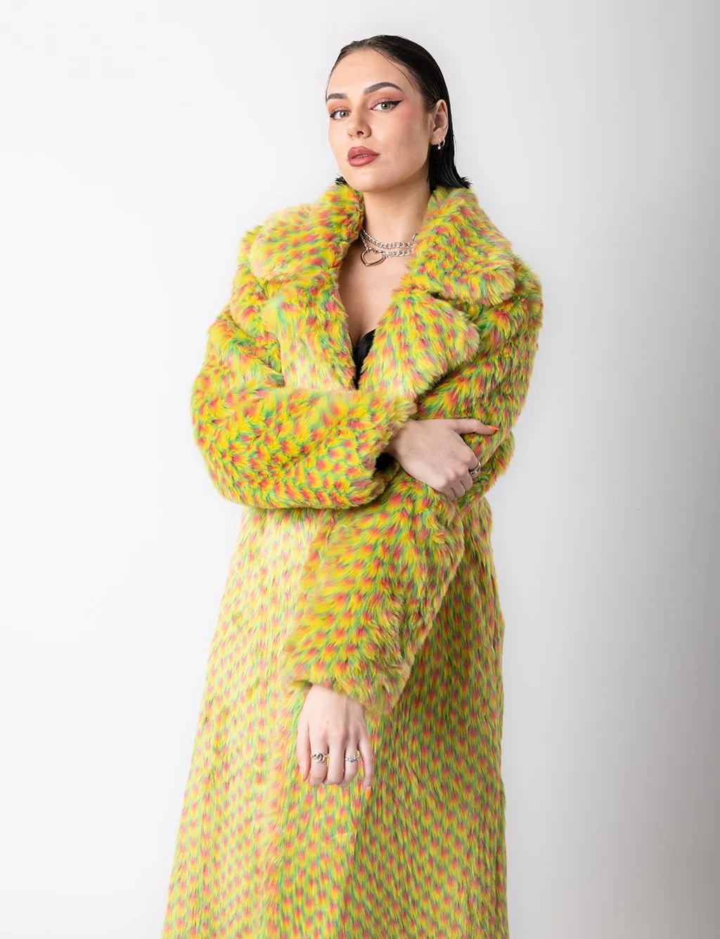 YELLOW MERMAID FAUX FUR JACKET - LONG LENGTH ✰ MADE 4 U ✰