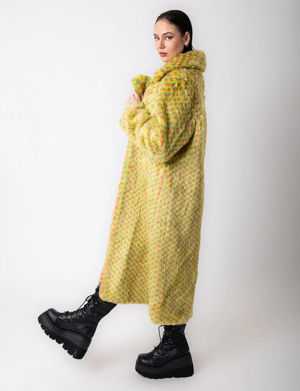 YELLOW MERMAID FAUX FUR JACKET - LONG LENGTH ✰ MADE 4 U ✰