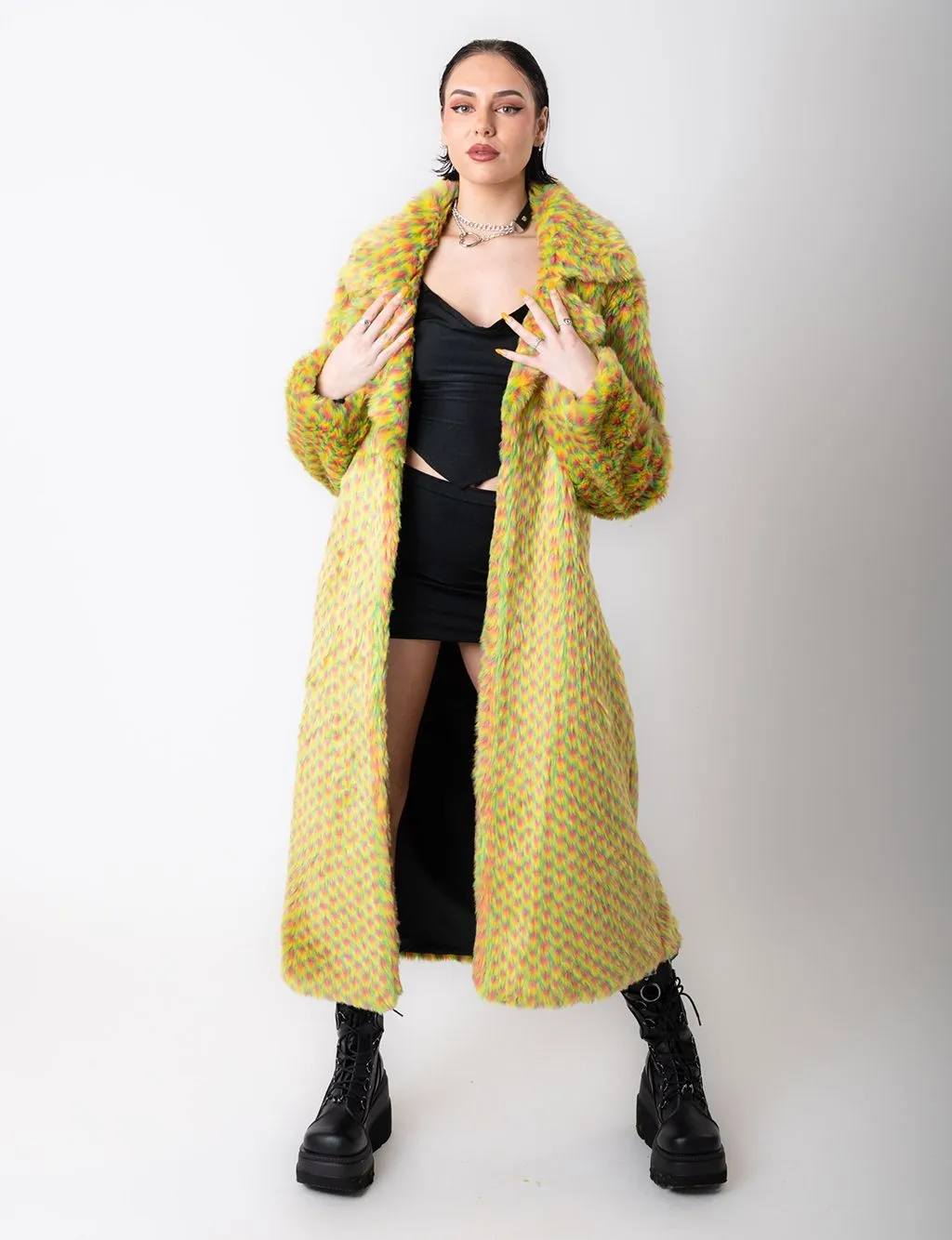 YELLOW MERMAID FAUX FUR JACKET - LONG LENGTH ✰ MADE 4 U ✰