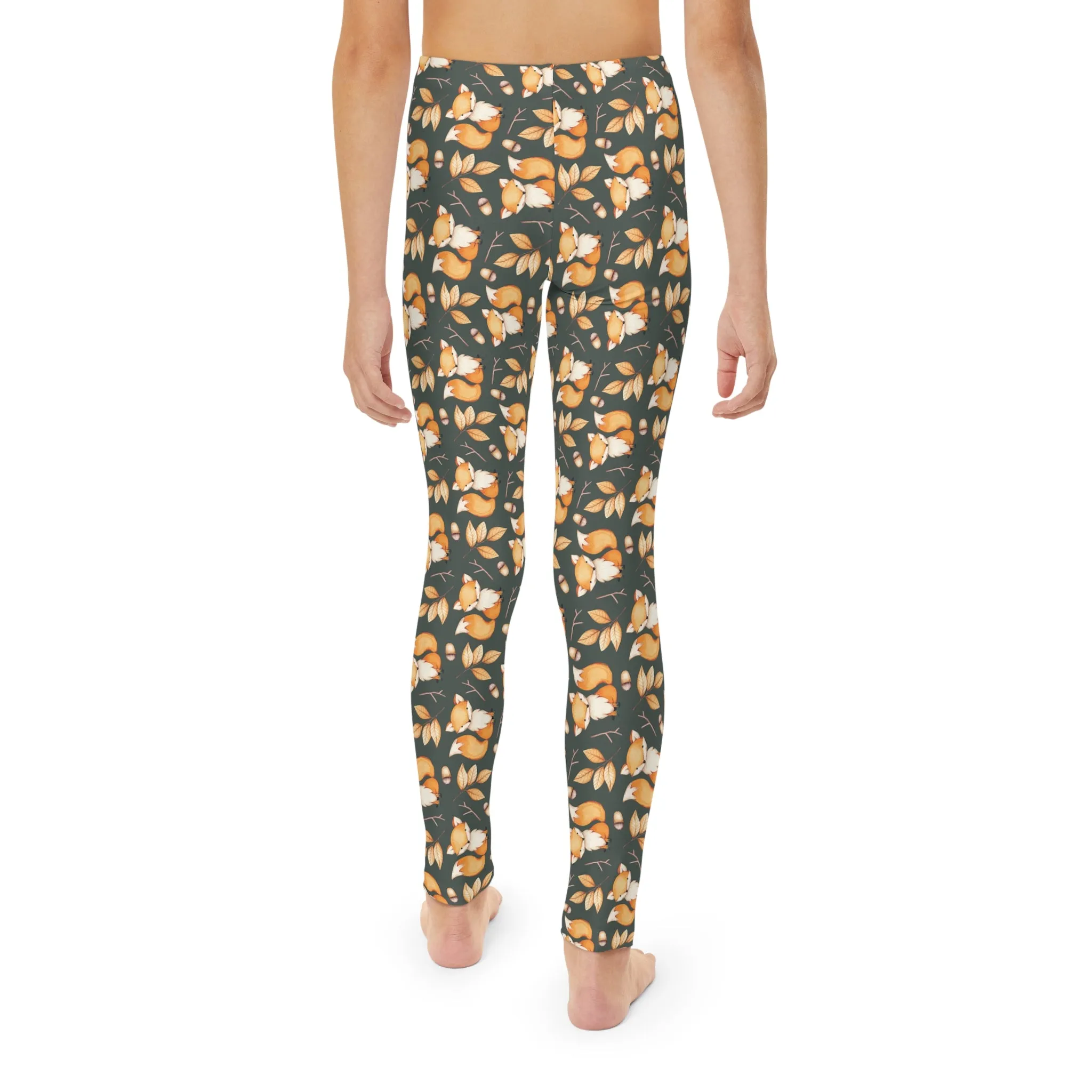 Youth Full-Length Leggings, Fox Design  - Kids Leggings