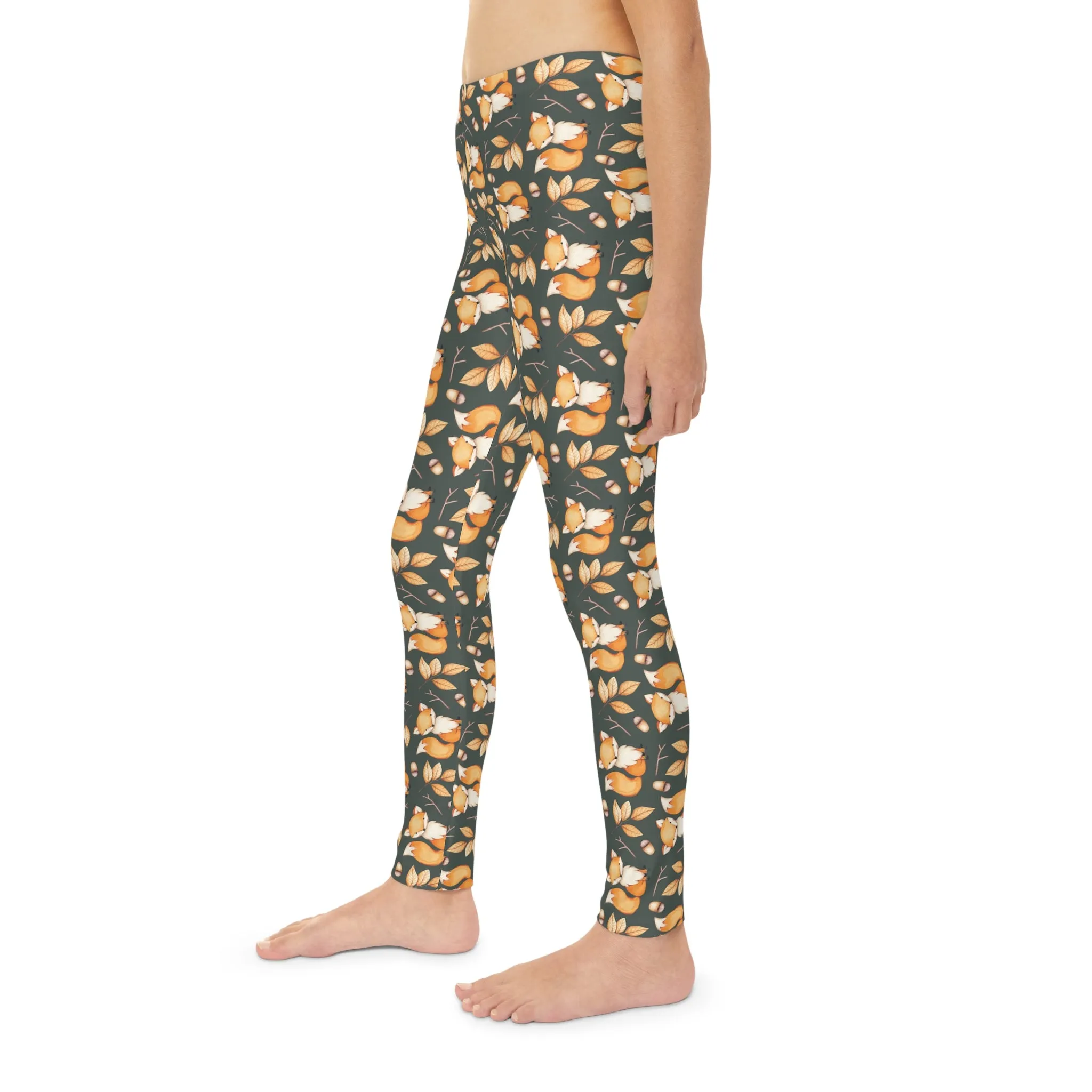 Youth Full-Length Leggings, Fox Design  - Kids Leggings