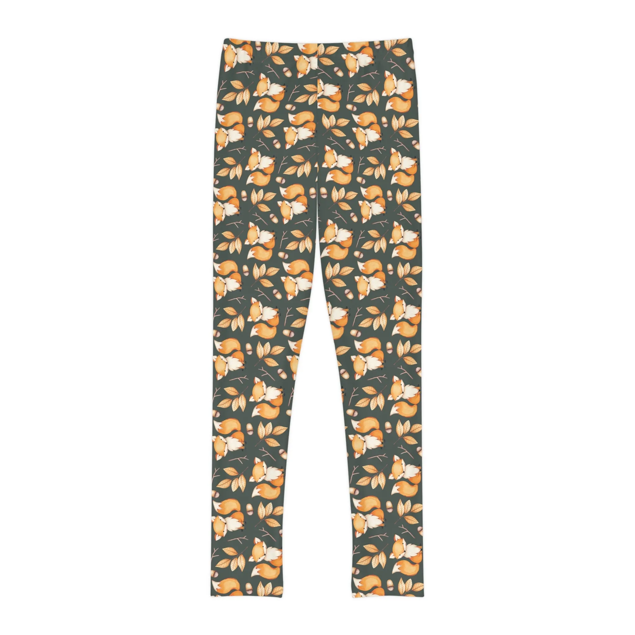 Youth Full-Length Leggings, Fox Design  - Kids Leggings