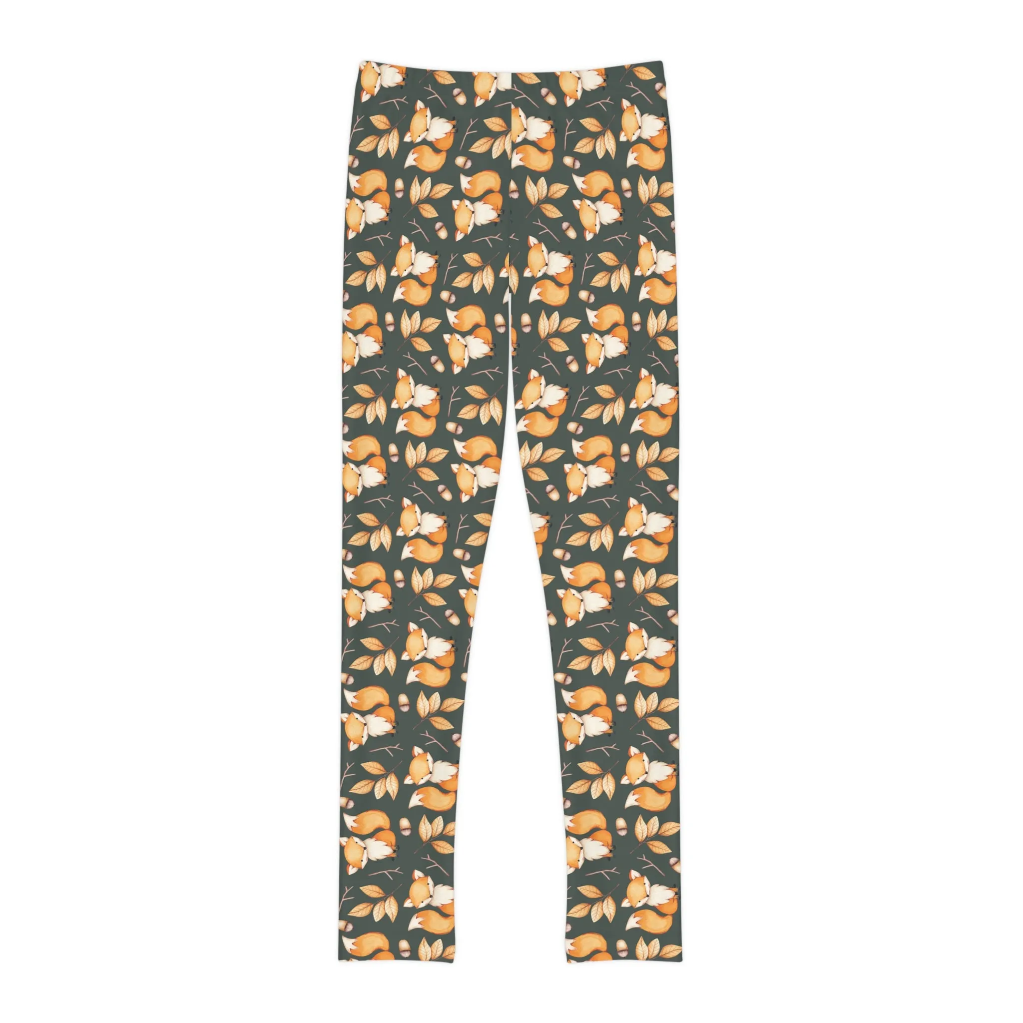 Youth Full-Length Leggings, Fox Design  - Kids Leggings